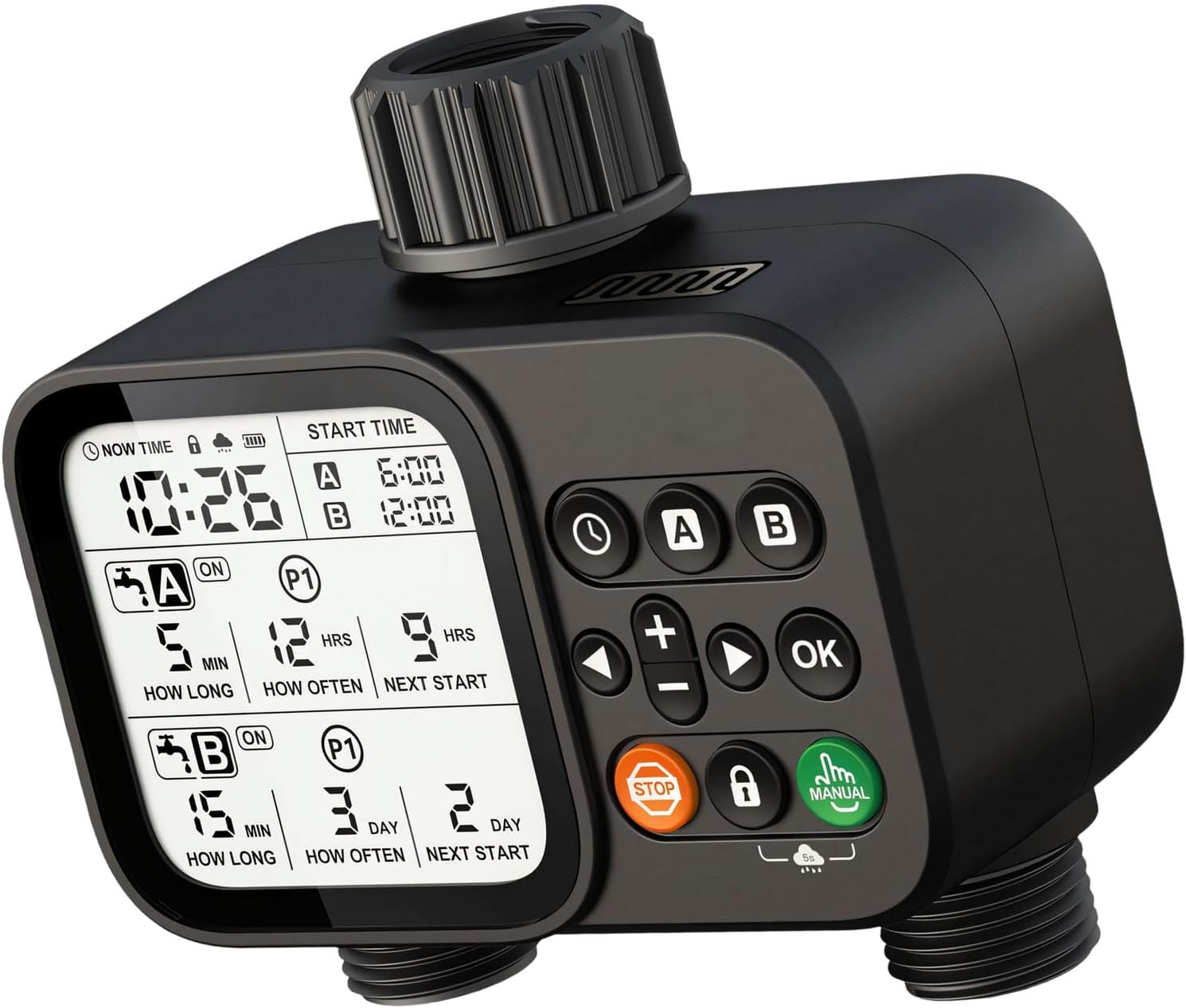 Smart Irrigation Controller Featuring Adjustable Rate and Cycle Settings for Flower Beds Pet Water Feeder Timer