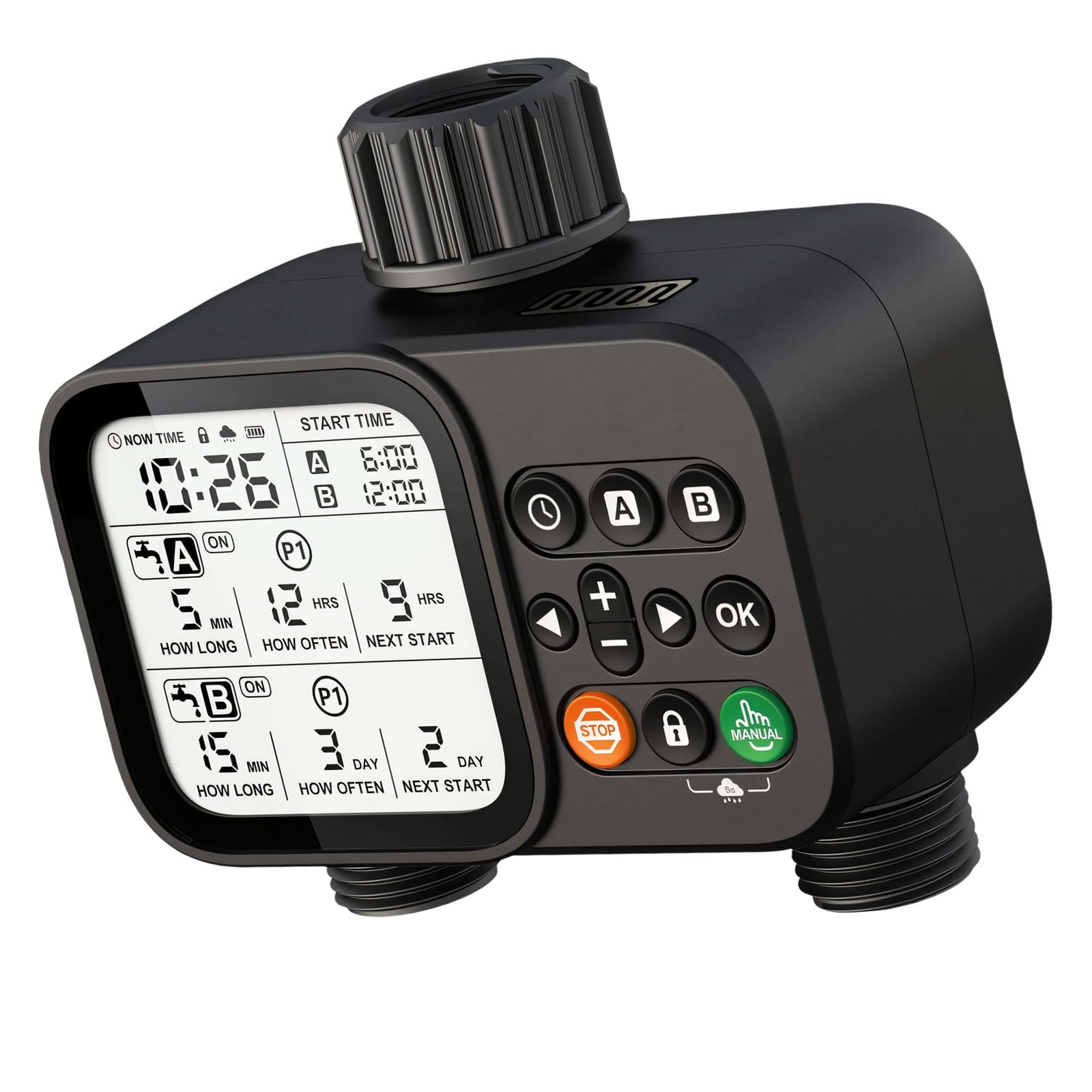 Temporizzatore automatico per irrigazione da giardino con display LCD per soluzione irrigazione cortili e piante Temporizzatore da giardinaggio in PVC ABS
