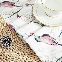 Vista 111 de VOGOL Cenefas con patrón de pájaros para ventanas de cocina, cenefa texturizada de lino con estampado floral y pájaros para ventanas pequeñas