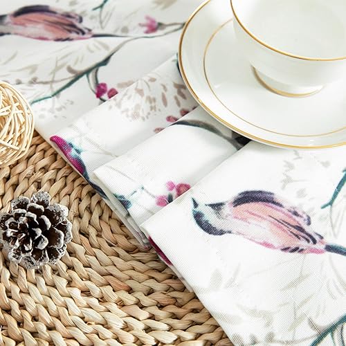 Miniatura 111 de VOGOL Cenefas con patrón de pájaros para ventanas de cocina, cenefa texturizada de lino con estampado floral y pájaros para ventanas pequeñas