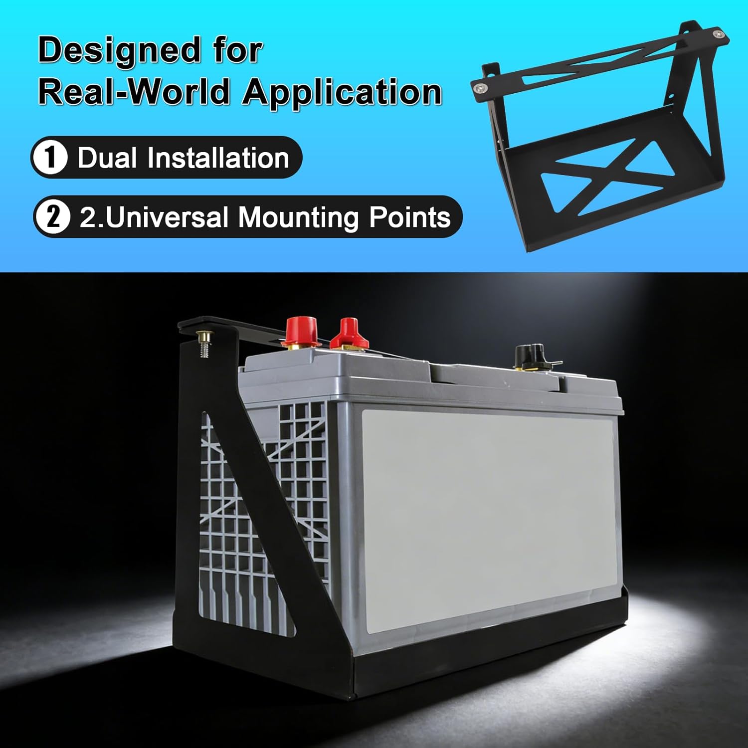 For Group 31 Heavy-Duty Battery Tray Box Holder Mount- Universal Steel Battery Hold Down for Off-Road, Trucks, Jeep, Hot Rod, MiniTruck, Custom Car & Marine