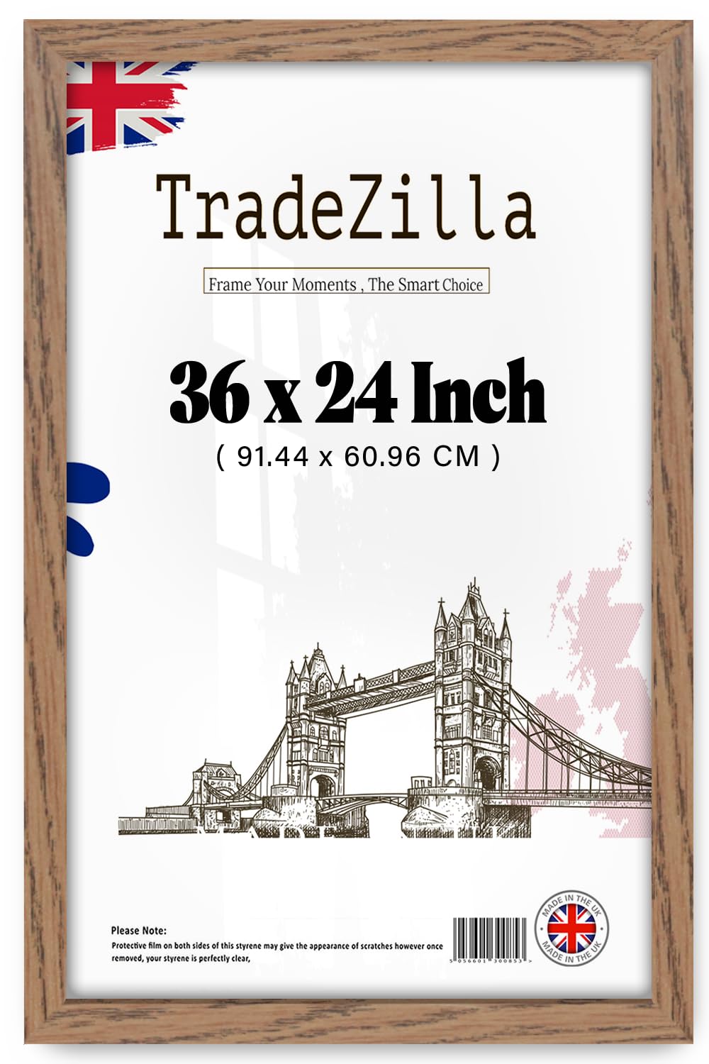 Tradezilla Dark Oak | Eton Wood Picture Frame (91.44 X 60.96 Cm) Decorative Wall Décor For Poster Art Gallery, Home & Office, Durable Mdf Wood Poster Frame With Sleek Finish [ ]