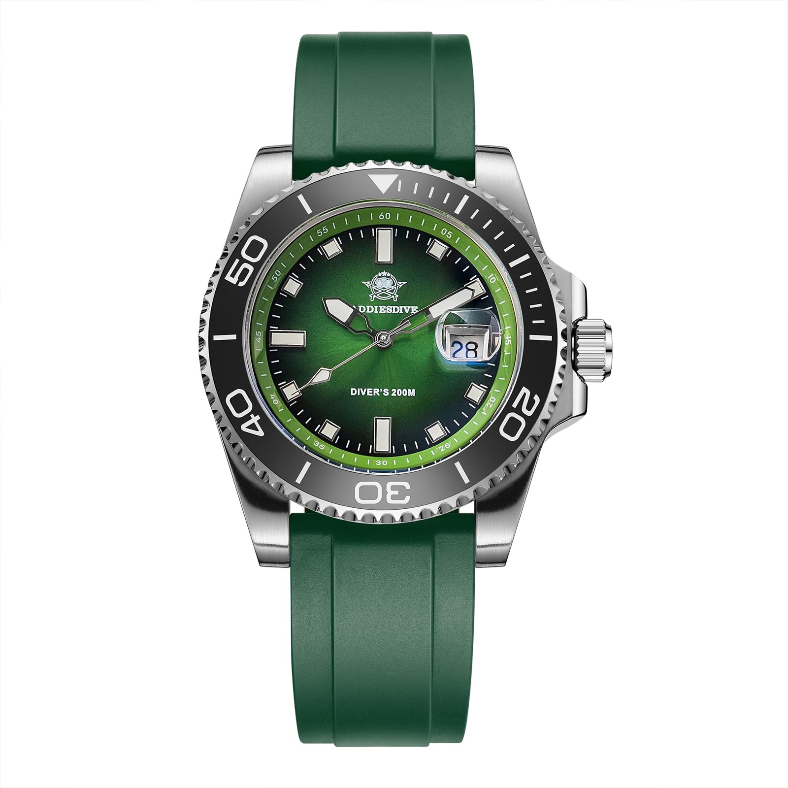 ADDIESDIVE Reloj de Buceo 200m Cuarzo Hombres BGW9 Bisel Cerámico Luminoso Reloj Analógico Hombres con Correa de Caucho AD2089