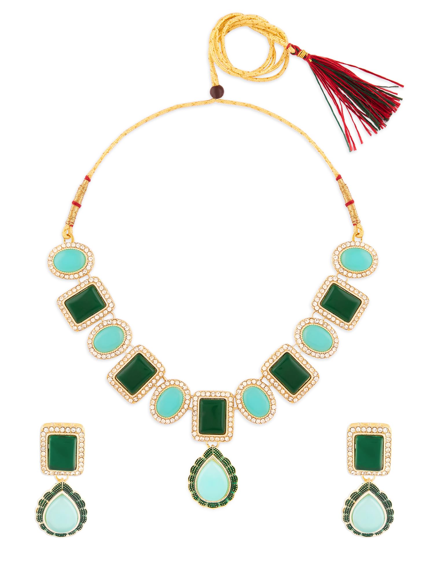 See full amazon price history chart for ZAVERI PEARLS Turquoise Blue & Green Stones Ethnic Austrian Diamonds Necklace & Earring Set For Women-ZPFK18718 ZAVERI PEARLS Turquoise Blue & Green Stones Ethnic Austrian Diamonds Necklace & Earring Set For Women-ZPFK18718 (B0DCSRJWGM) Amazon Price History, Amazon Price Tracker