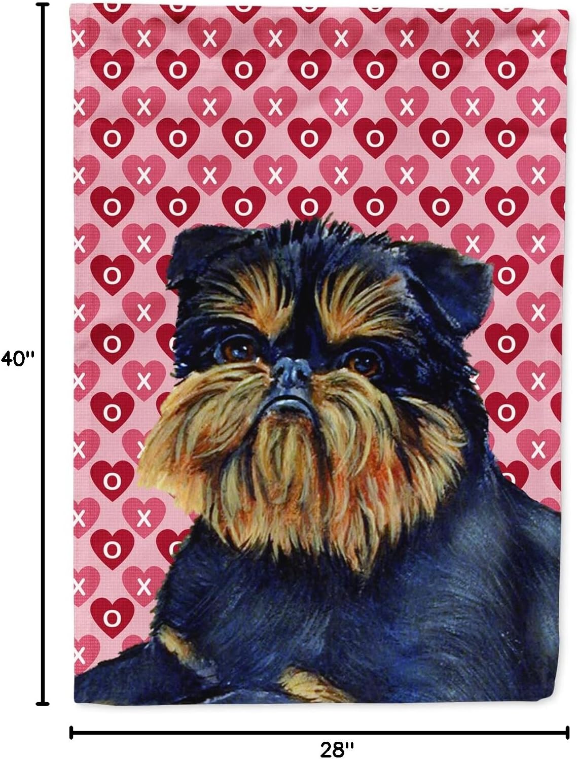 Caroline's Treasures LH9163CHF Brussels Griffon Hearts Love and Valentine's Day Portrait House Flag Large Porch Sleeve Pole Decorative Outside Yard Banner Artwork Wall Hanging, Polyester, House Size,