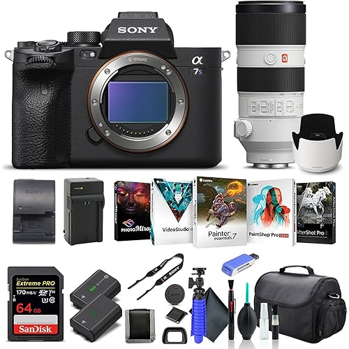 Sony Alpha a7S III Mirrorless Digital Camera Body Only ILCE7SM3/B, Sony FE 70-200mm Lens, 64GB Memory Card, NP-FZ-100 Battery, Corel Photo Software, Case, External Charger, and More