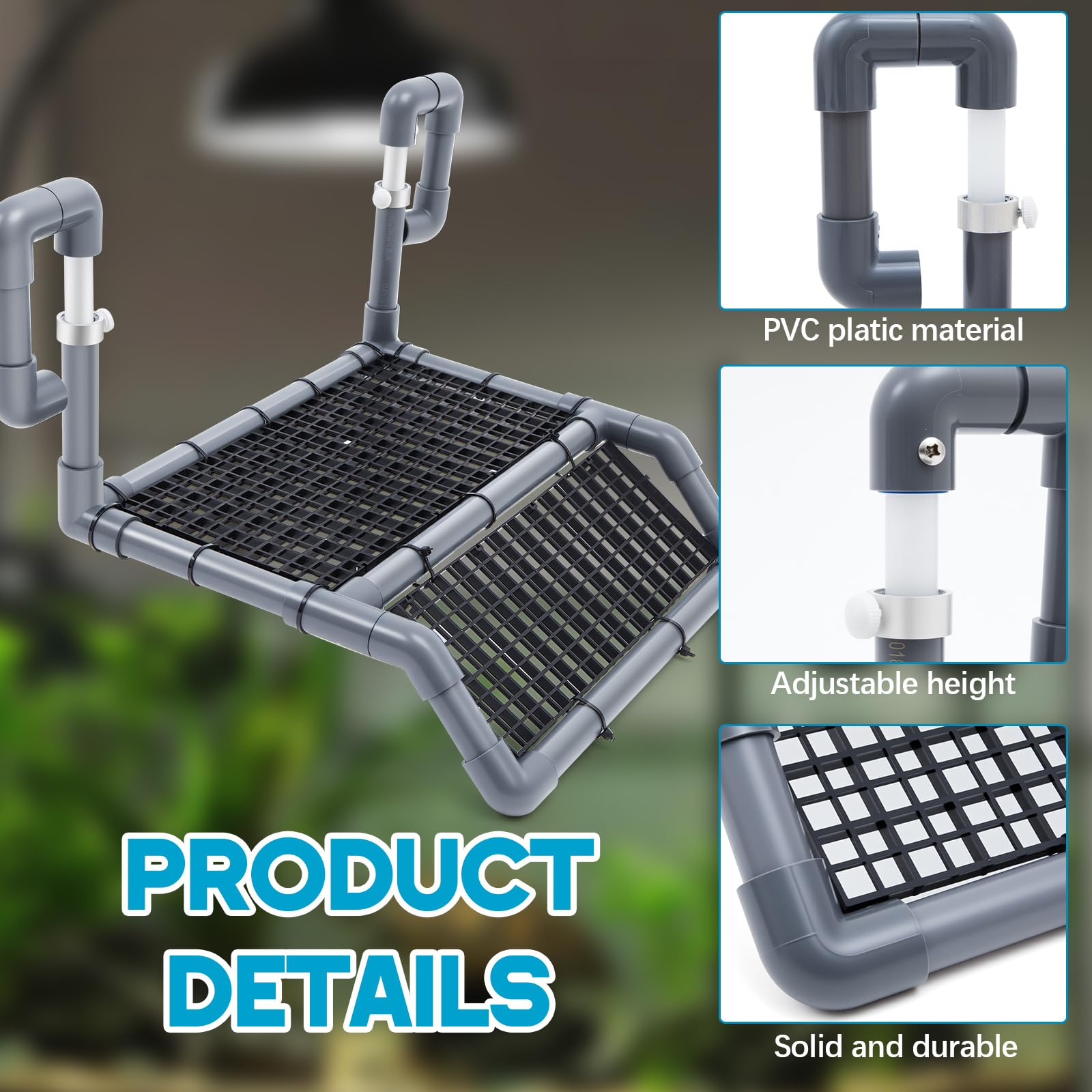 Chunful Piattaforma regolabile extra large per crogiolarsi tartaruga, bacino sospeso da 19 ″ più ampio, area di crogiolamento per acquario 40 allevatore, 50/65/75/90 galloni, accessori per serbatoio