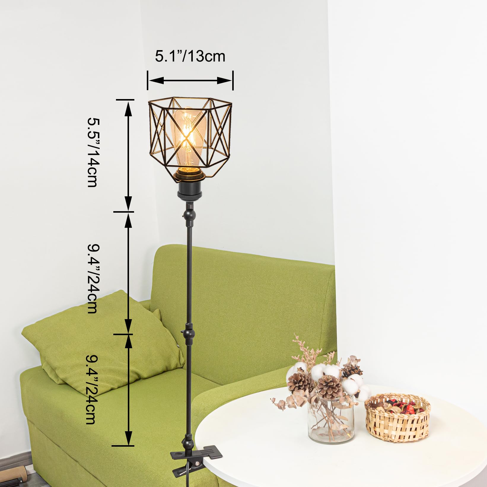 Industrial Klemmleuchte mit Fernsteuerung, Einstellbar Clip auf Schreibtisch Leselampe,Dimmbar Clamp Nachttischlampe mit Flexarm für Schreibtisch Nachttisch Regal- TD/0210B