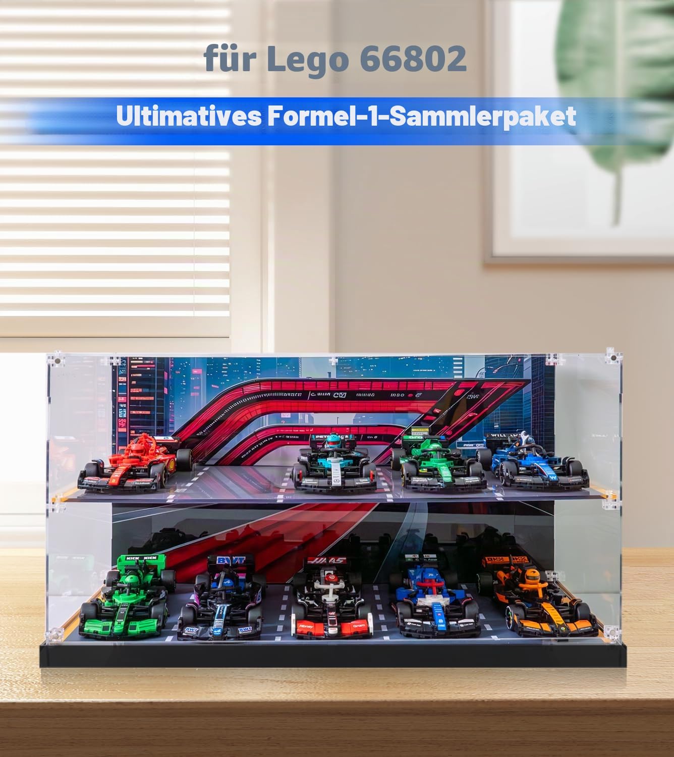 Acryl Schaukasten kompatibel mit Ultimate Formula 1 Collector's Pack Rennwagen-Sammlungen Rahmen 77242-77251, 51x24x26cm Acrylvitrine für Geeignet Wohnzimmer/Büro (Modelle Nicht enthalten
