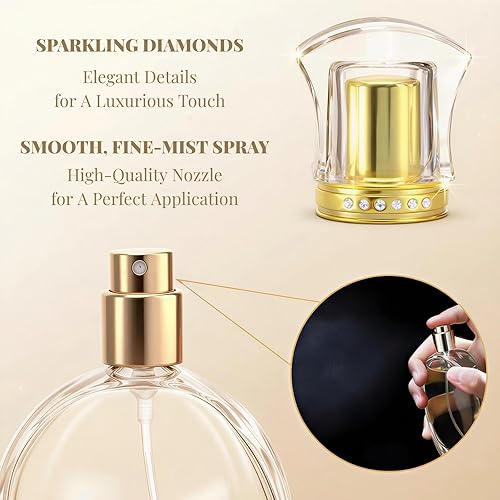 Miniatura 5 de Paquete de 6 botellas de perfume recargables en aerosol, botella atomizadora de perfume de vidrio vacía de 1.7 fl oz1.7 onzas, botella de repuesto