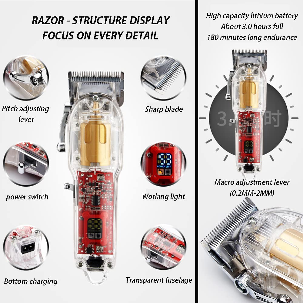 Rasoio elettrico e tagliacapelli da uomo, 2 in 1, multifunzione, ricaricabile tramite USB, senza fili, con rasoio di precisione, 100% impermeabile, bagnato e asciutto