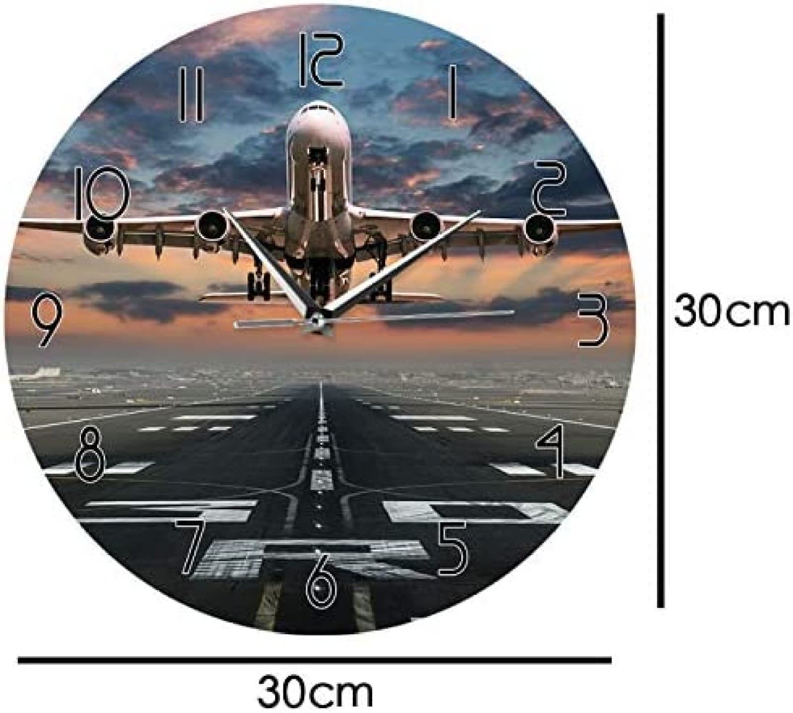 Amazon.co.jp: 壁掛け時計飛行機離陸航空パイロット壁時計日没飛行機