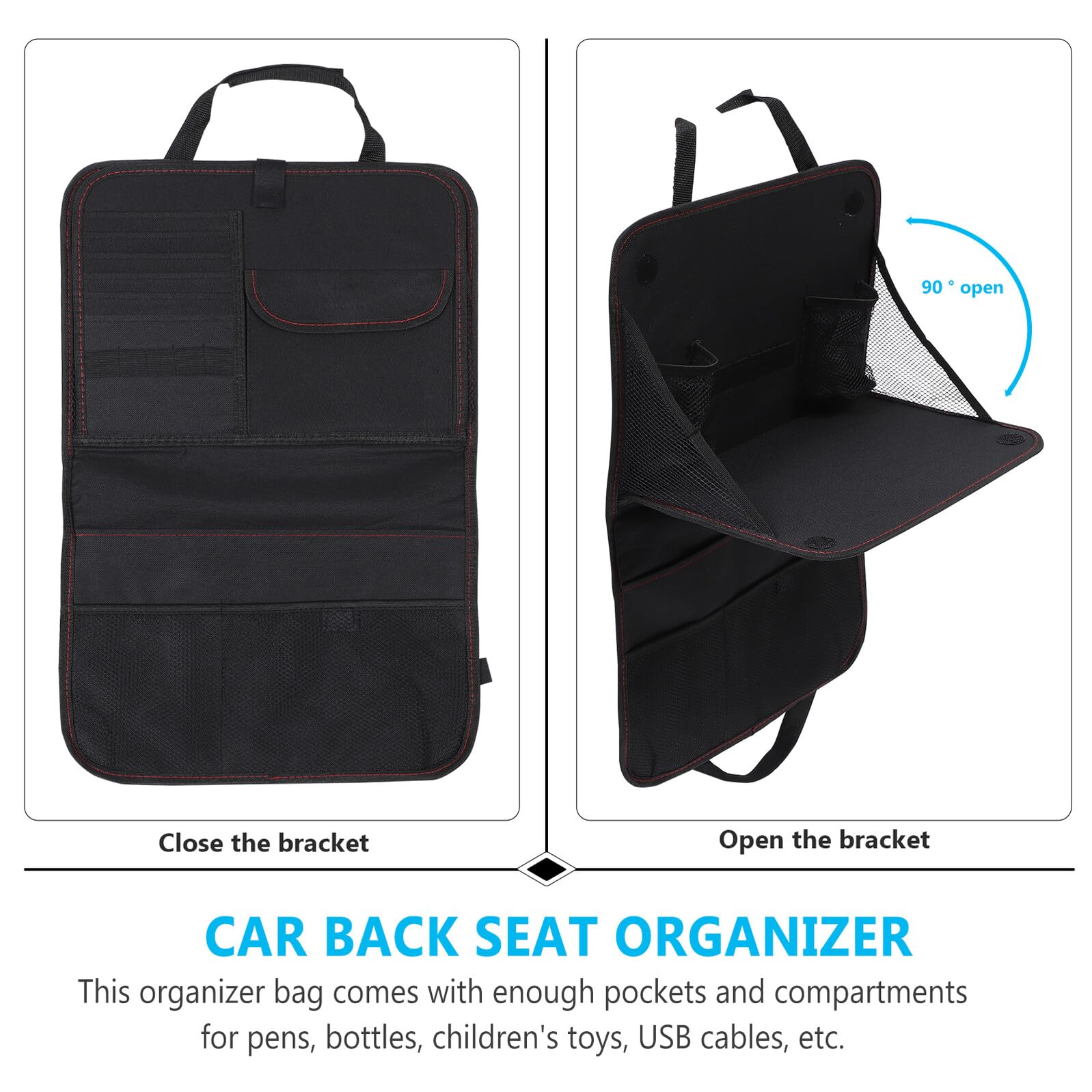 Protector Asiento Trasero Coche con Mesa Organizador Bolsa Almacenamiento Resistente Oxford Negro para Viaje y Comida