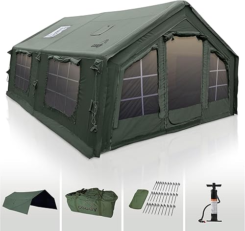 Coody Rbm Outdoors KoalaHubOctopus - Tiendas inflables para acampar con gato de estufa, tienda de campaña inflable de lona de lujo para 2810