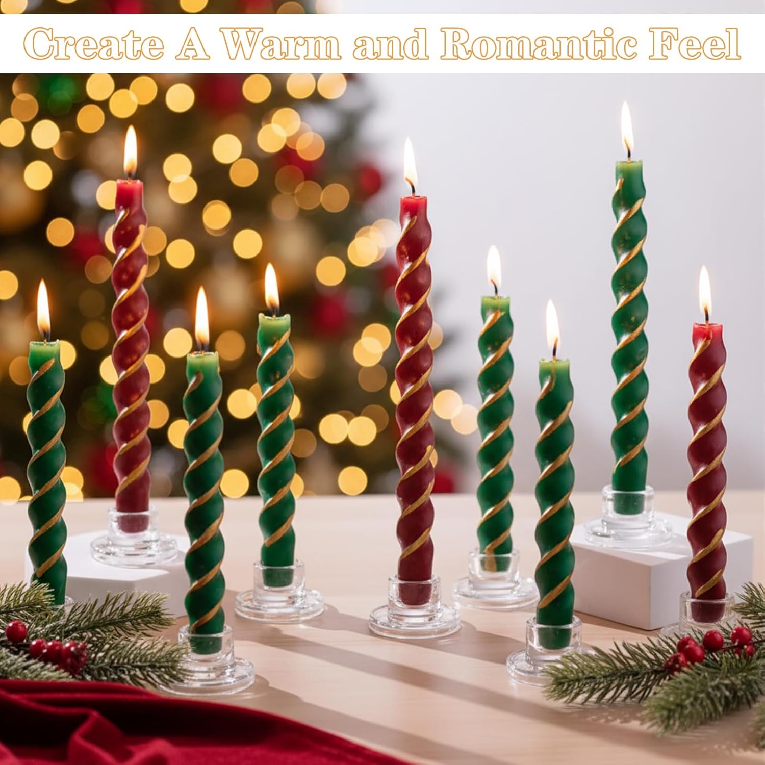 Glass Tapered Candlestick Holders: 10Pcs Small Taper Candle Holders Bulk Clear Candle Sticks Holder Decor Short Modern Candle Holder for Table Centerpiece Wedding Christmas Dinner Party - Image 5