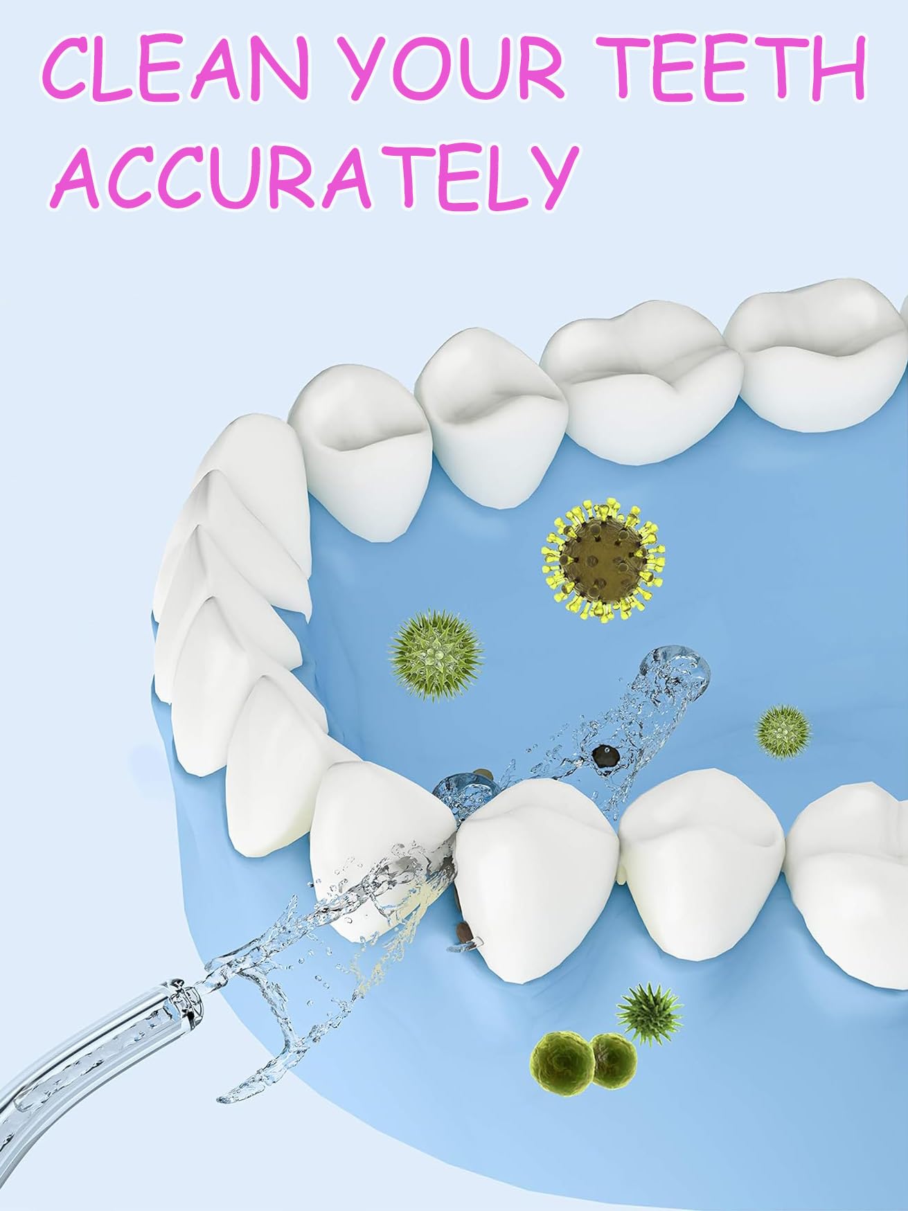 Bezprzewodowy przenośny irygator dentystyczny, irygator dentystyczny 5 trybów E 4 dysze 300 ml wodoodporny akumulator irygator hydropulsacyjny IPX7 do pielęgnacji i czyszczenia jamy ustnej