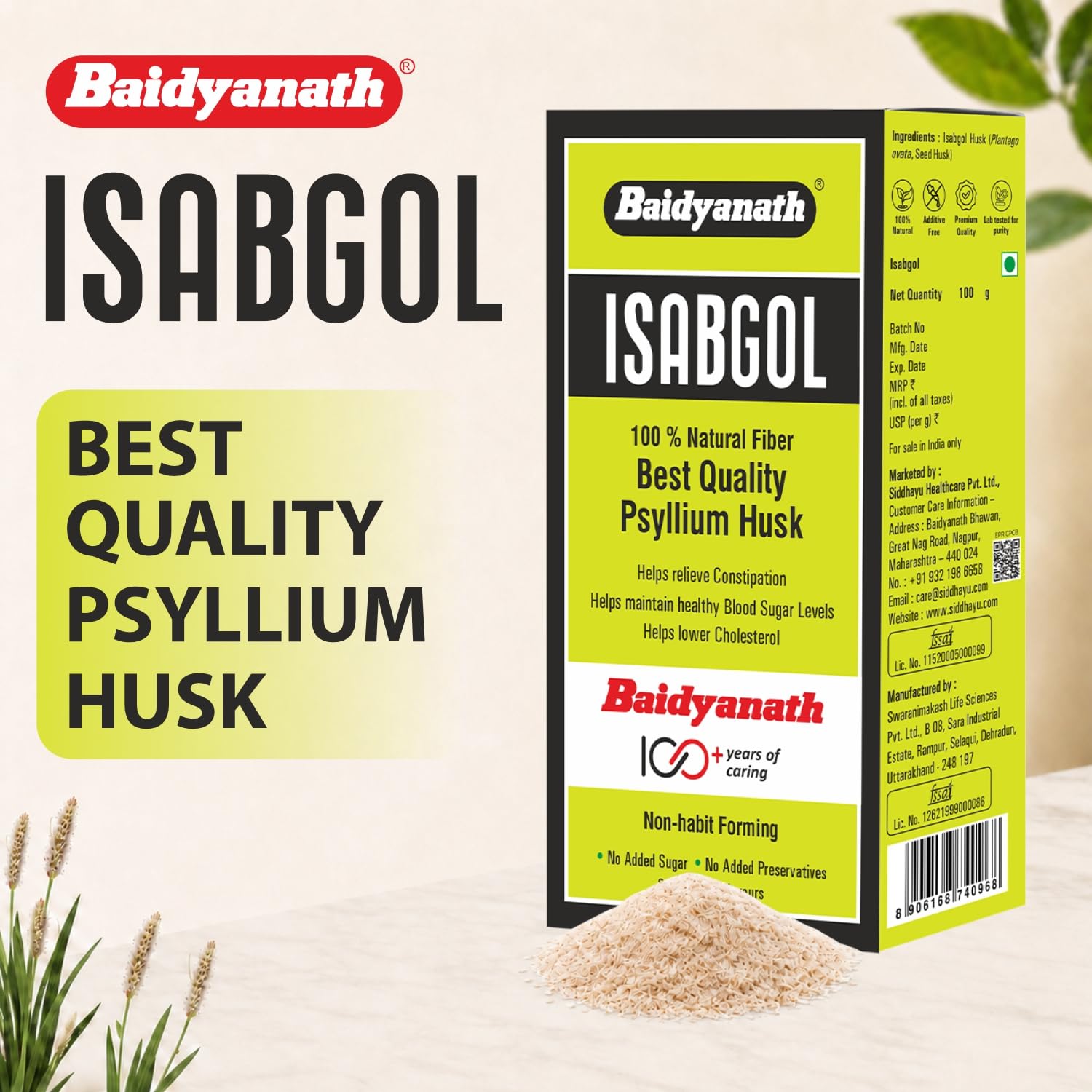 Baidyanath Asli Ayurved Isabgol, 100gm (Pack Of 2) Psyllium Husk - Rich in Fiber | Provides Effective Relief From Constipation & Bloating | Promotes Bowel Health | Non Habit Forming | 100% Ayurvedic — Amazon image 2