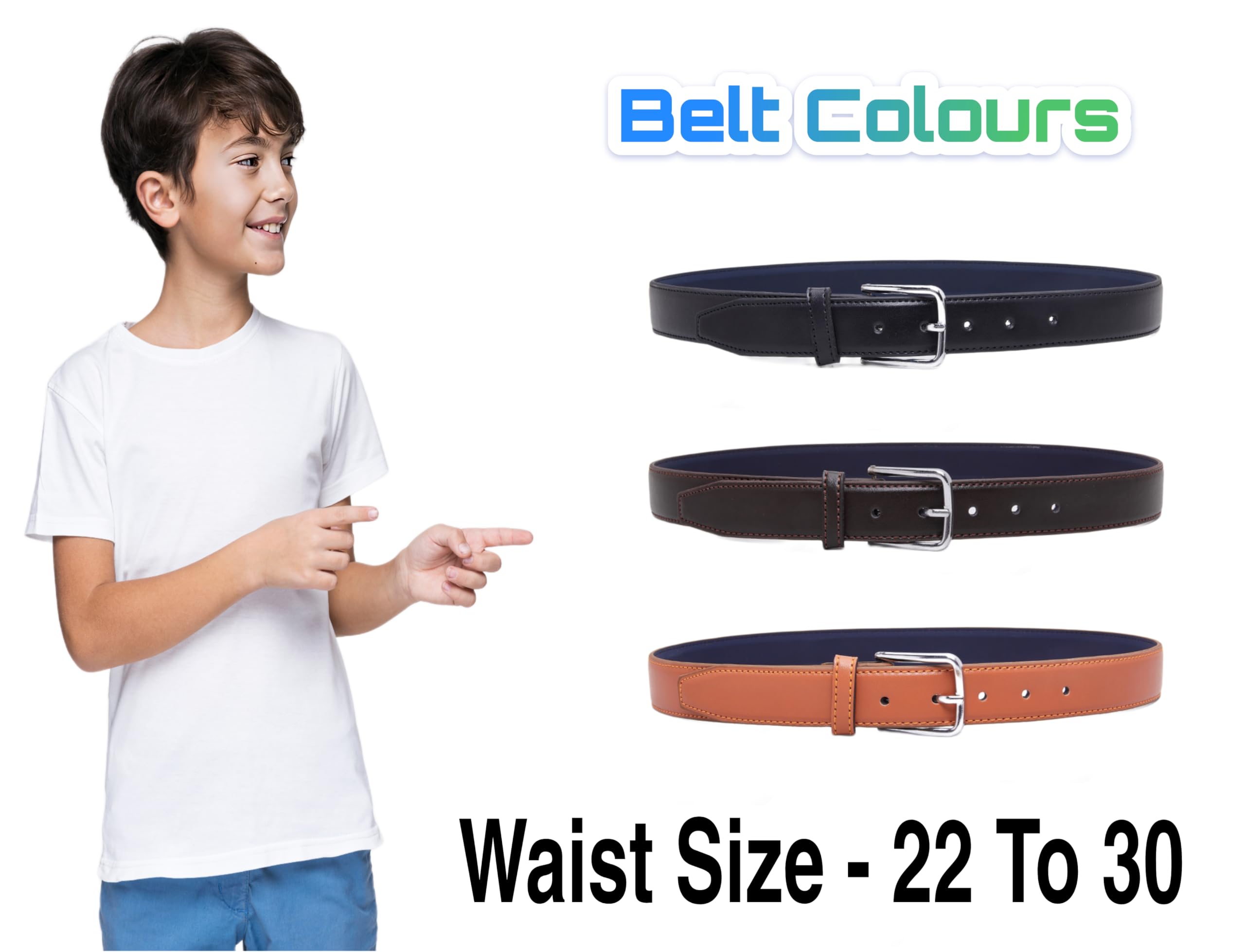 CHILDWAY Unisex Kid's Belt | Formal Belt for Boys and Girls | For Pant Jeans Trouser | Belt for Children (Brown) 4