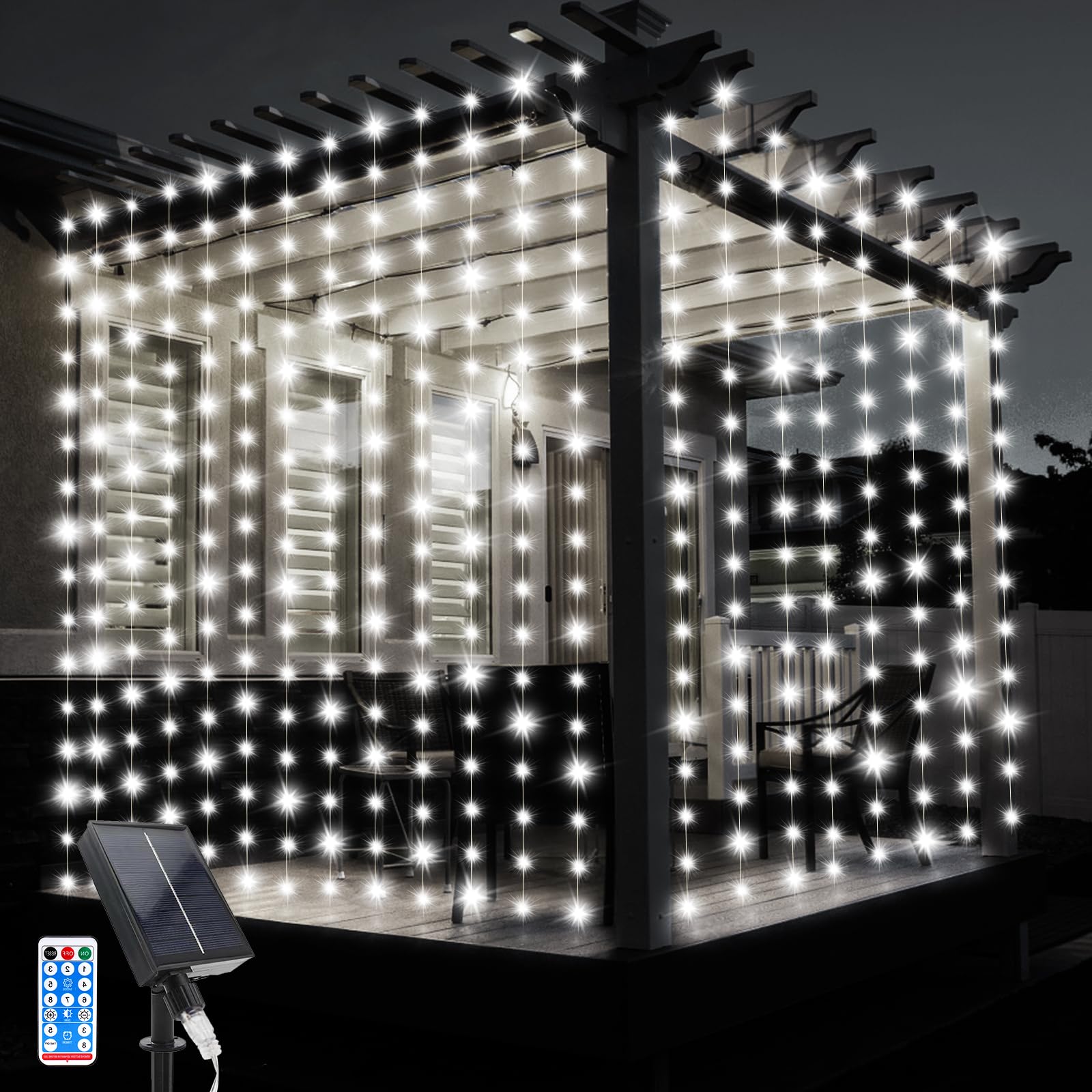 Guirlande lumineuse rideau 300LED 3x3M pour décoration extérieure et intérieure