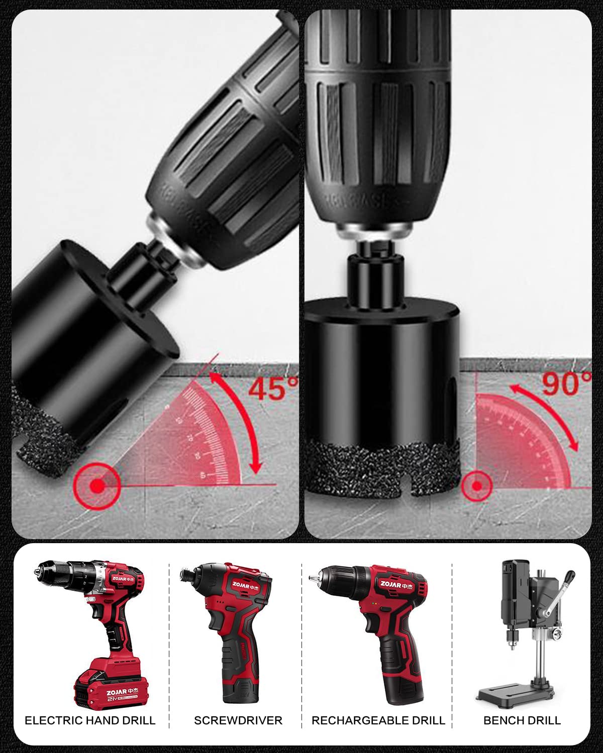 KATUR Punta diamantata brasata sega a tazza 22 mm, fresa a tazza per vetro, porcellana, piastrelle, marmo, ceramica, granito