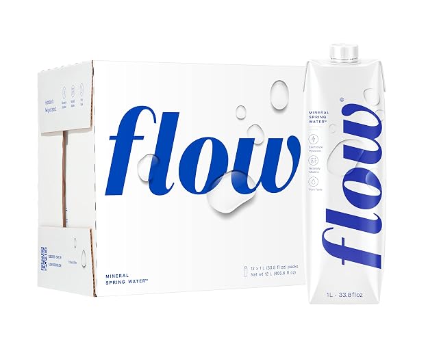 Flow Mineral Spring Water, Unflavored, 33.8 Fl Oz, 12 Pack | Naturally Alkaline Water, pH 8.1, Electrolytes, Minerals, Zero Calories, Eco-friendly pack, Non-GMO, BPA-Free