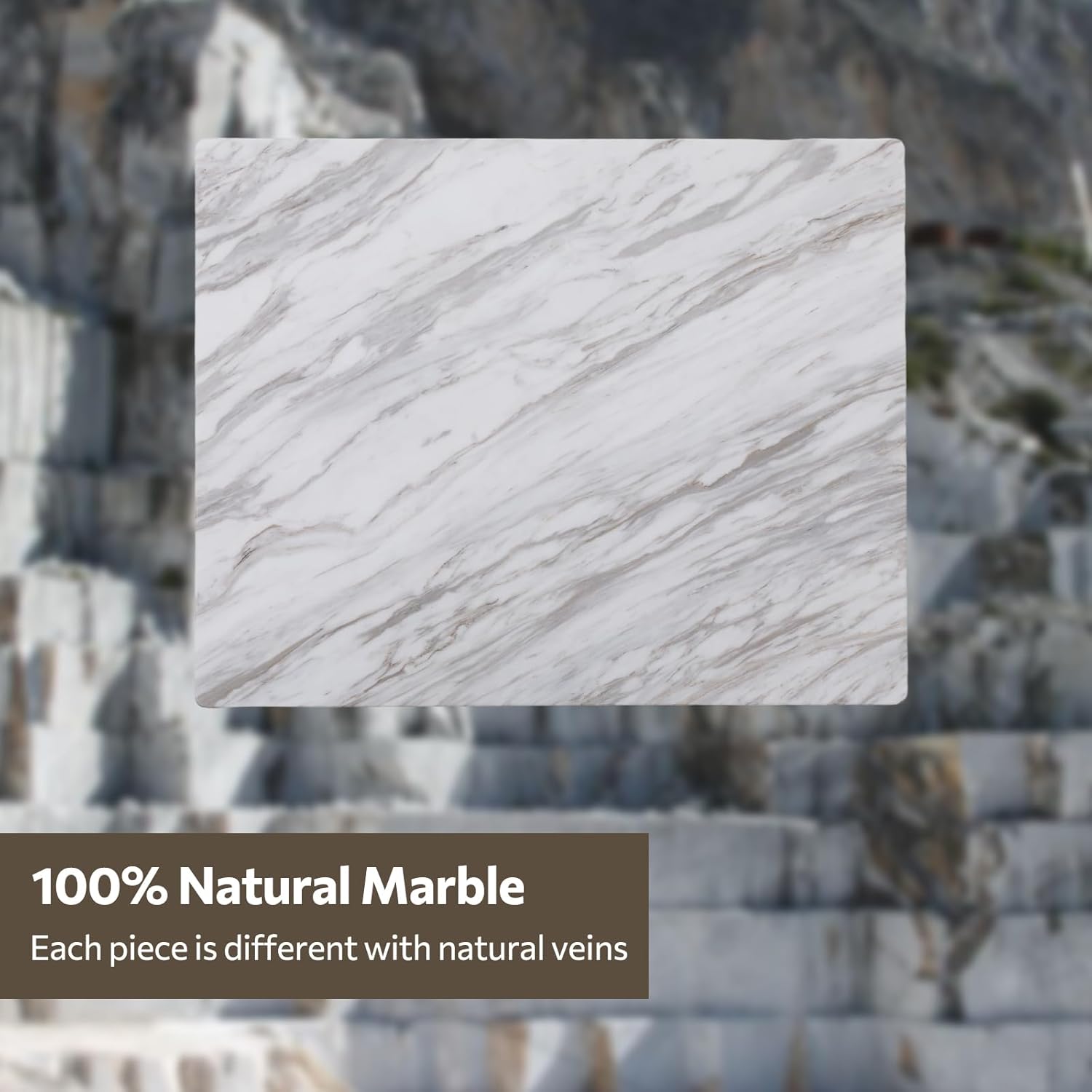 natural marble cutting board for kitchen, 16 x 20 inch marble slab pastry board with non-slip feet for baking, cheese, charcuterie, chocolate, white gray net veins 20"l x 16"w white marble gray net veins