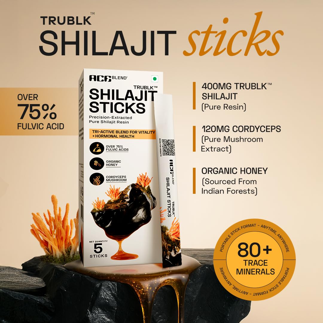 Ace Blend 400mg TRUBLK Shilajit Sticks (5 Servings) | 120mg Cordyceps Mushroom & Organic Honey | Over 75% Fulvic Acid & 80+ Trace Minerals | For Strength & Performance | High Absorption | Men & Women — Amazon image 3