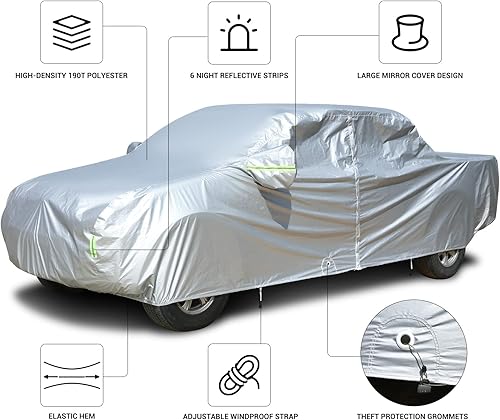 Miniatura 2 de Tecoom Funda impermeable para camioneta para todo tipo de clima, cubierta ligera transpirable para exteriores con cremallera, puerta, bloqueo,