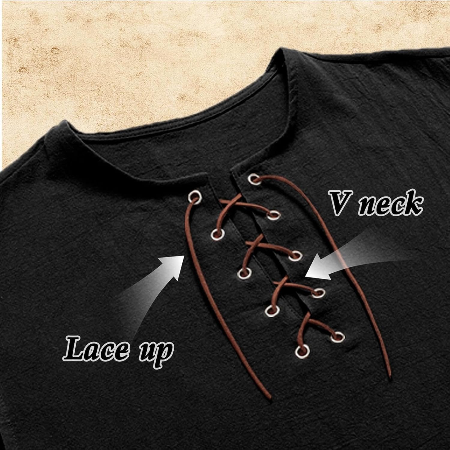 Medieval Tunic Men Renaissance Pirate Shirt Sleeveless Lace Up for Viking Knight Warrior LARP - Image 2