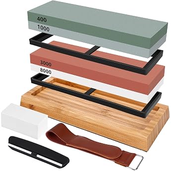 Sharpening Stone Set for Knives 400/1000 3000/8000 Double-Sided Sharpening