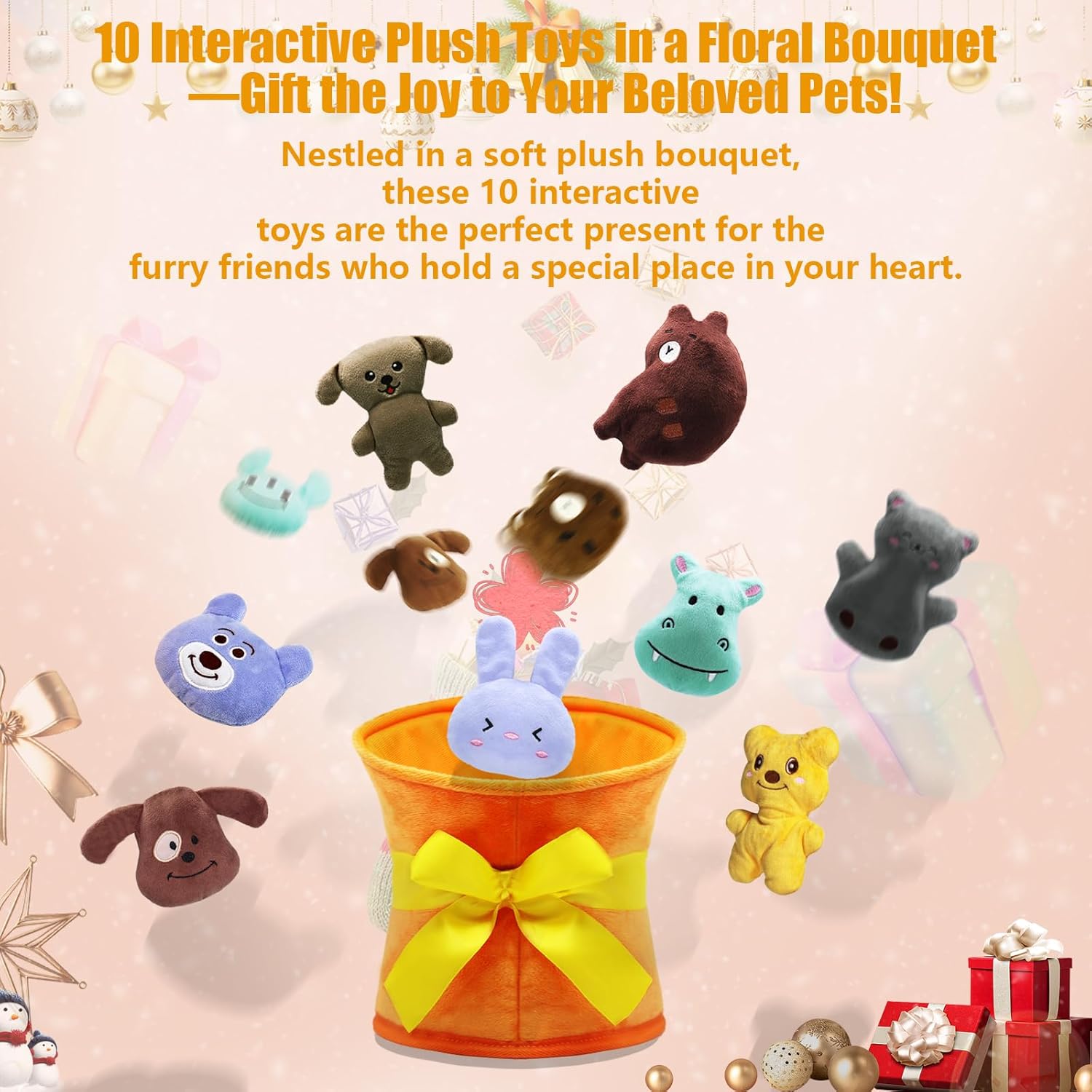 YZHDUXIU Christmas Dog Toys, 11 Pcs Christmas Toys for Small Dogs + Christmas French Fry PlushToys