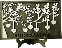 Vista 44 de Joyforisa Regalos para mamá y abuela, marco personalizado del árbol de la vida con corazones y nombres, marco de árbol familiar de madera