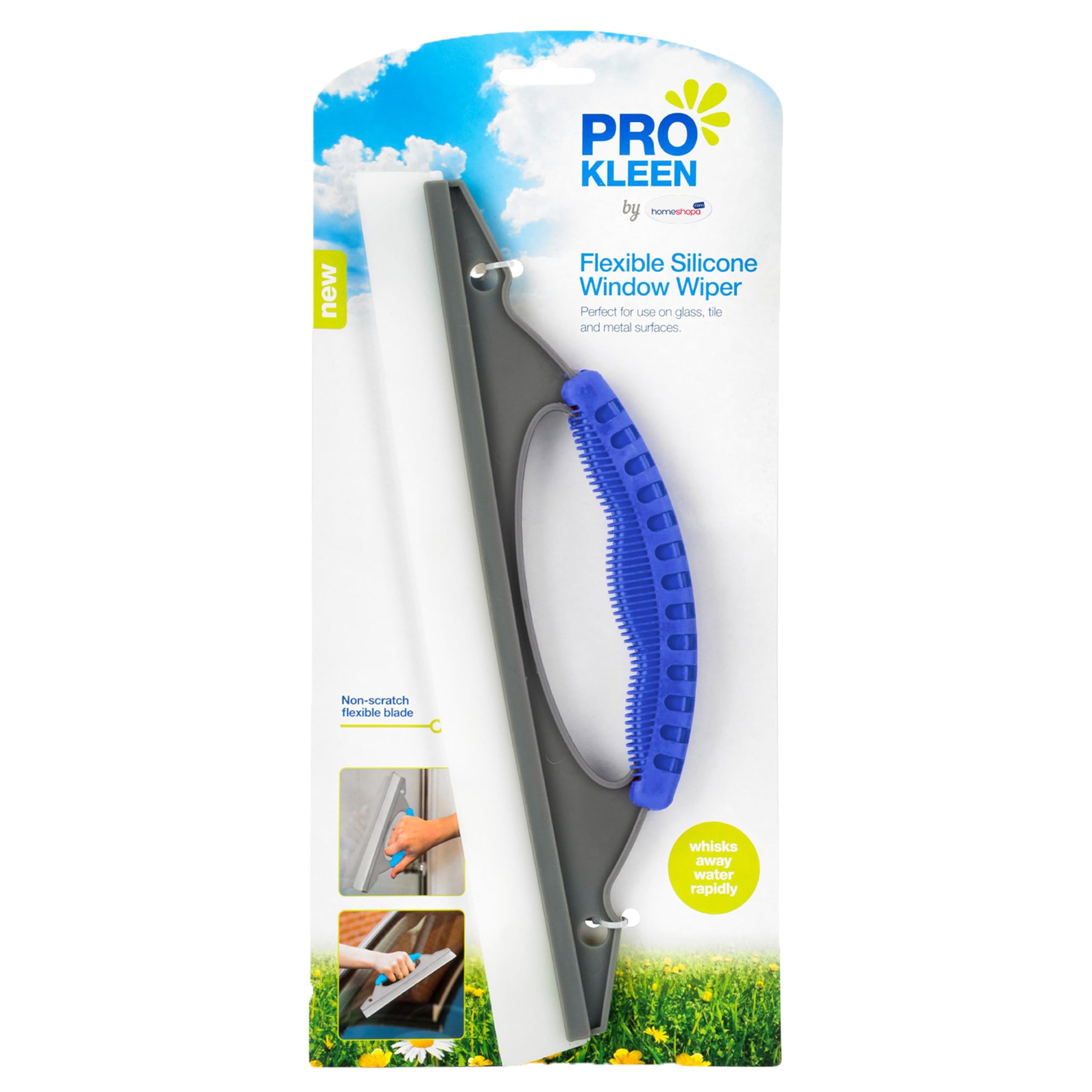HOMESHOPA Shower Squeegee, Flexible Silicone Window Wiper Cleaning Blade with Comfortable Grip Handle, Car Dryer Windshield Mirror Kitchen Glass Door Household Cleaning Tool
