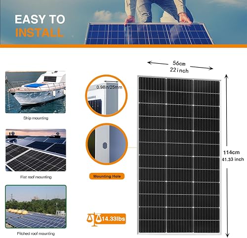 XINPUGUANG Solar Panel Kit 240W: 2 Monocrystalline Solar Panels 120W 12V + 30A Charge Controller + 3m Cable + Z Clamps for Camper Van, Caravan, Home - 2