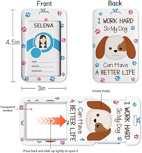 Miniatura 136 de Funny Chicken Badge Holder with Retractable Reel ID Card Badge Case with Carabiner Clip Heavy Duty Vertical Card Name Tag Badge Protector Cover for