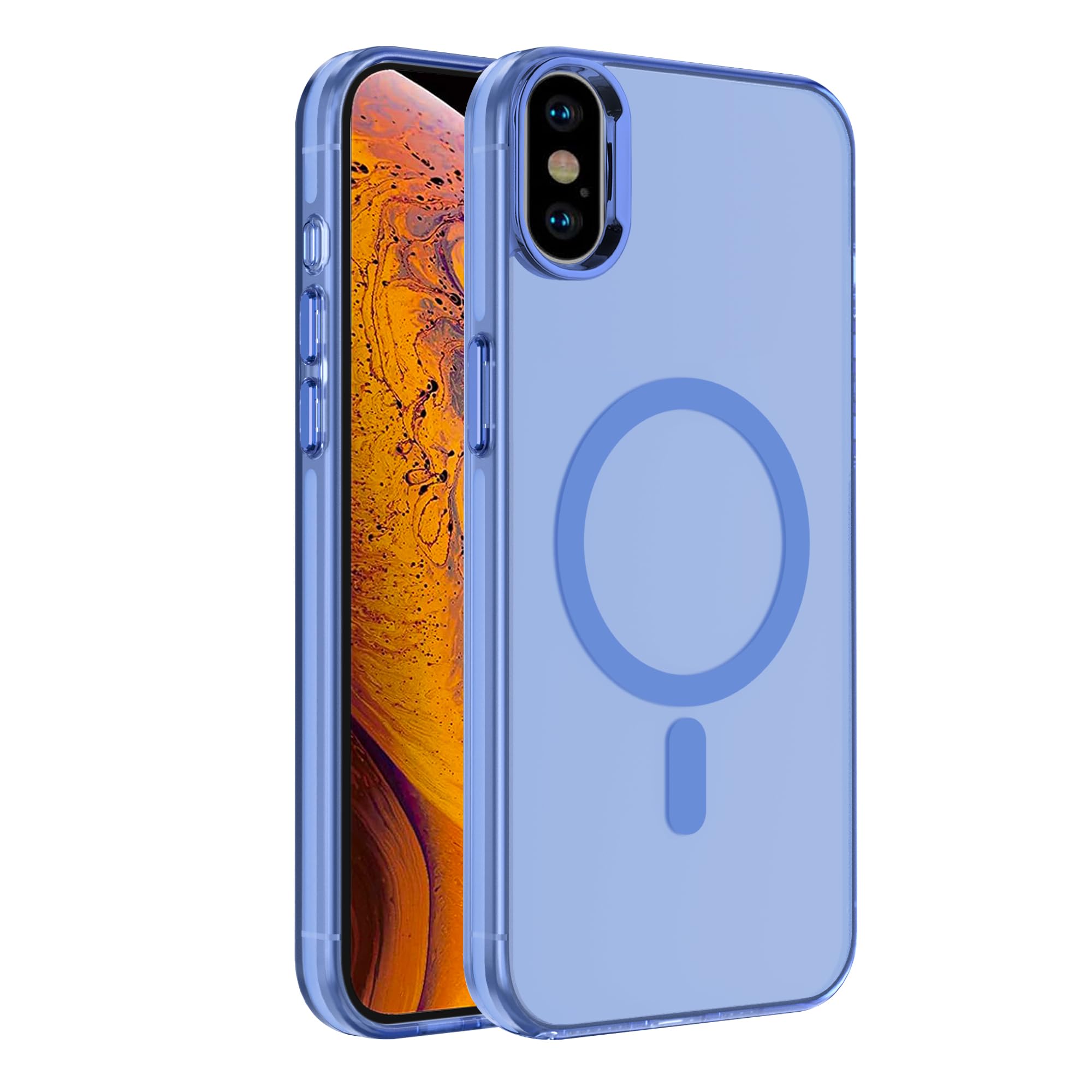 S. Tedazo Magnetic Case for iPhone Xs Max (6.5 inch) Compatible with Magsafe,[Not Yellowing] Slim Thin Shockproof iPhone Xs Max Case-Blue