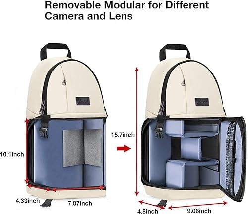 Miniatura 5 de MOSISO Bolsa para cámara DSLRSLRSLRsin espejo, mochila para cámara fotográfica a prueba de golpes con soporte para trípode e inserciones modulares