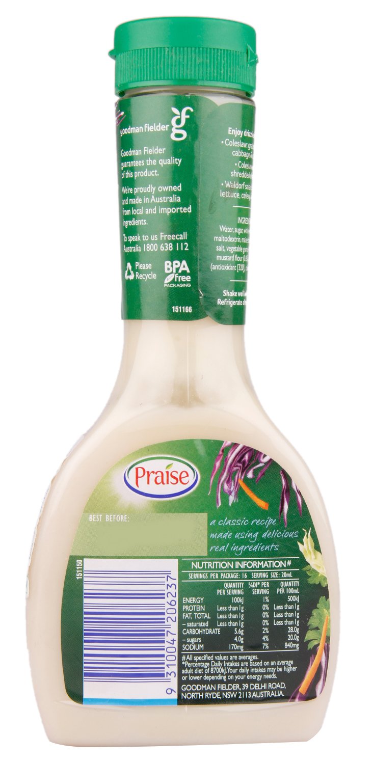 Goodman Fielder Praise Dressing Coleslaw Fat Free, 330ml 1