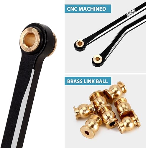 Miniatura 3 de INJORA Enlaces de chasis de alta liquidación CNC Enlaces de aluminio conjunto para TRX4M Defender Bronco 1/18 piezas de actualización (negro)