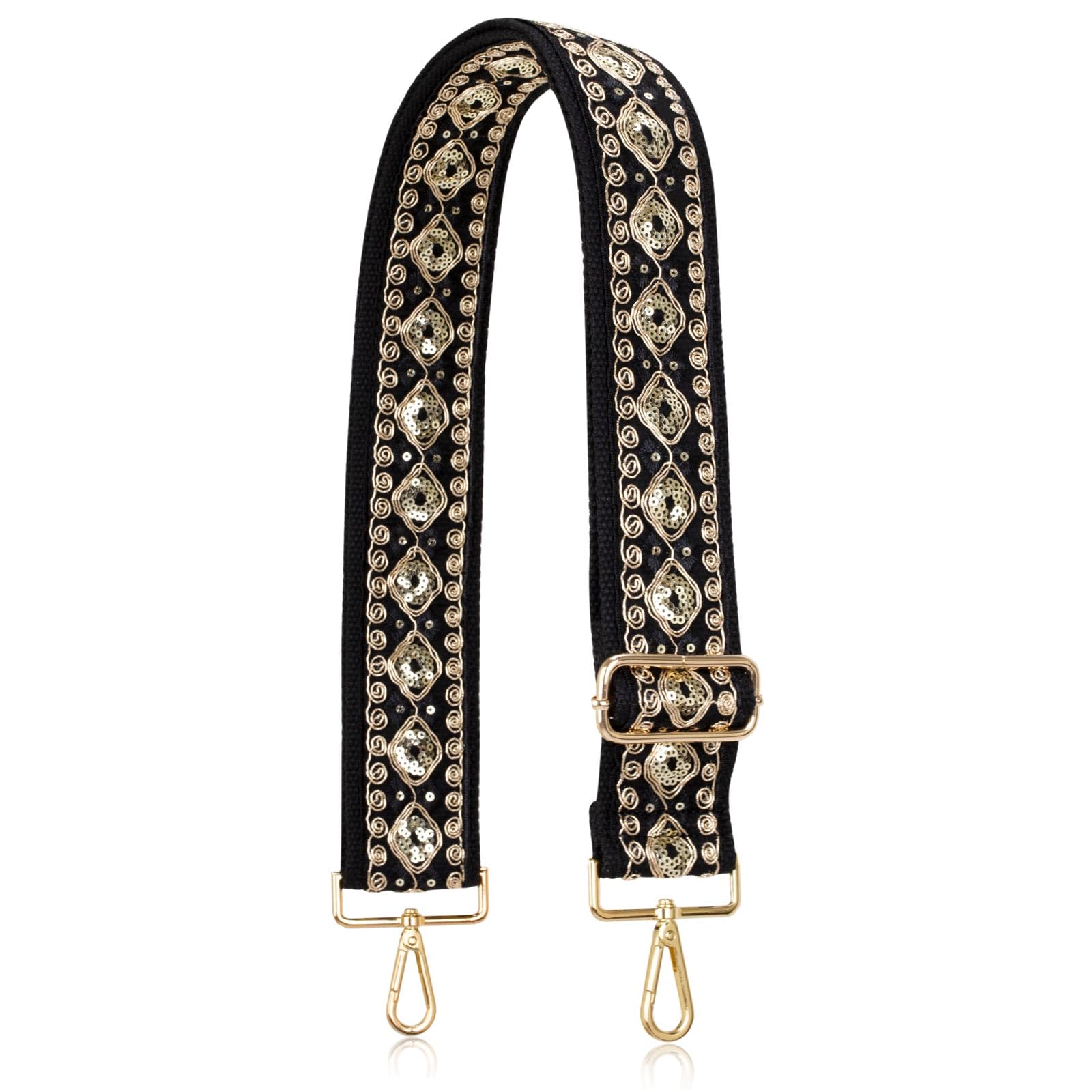 ALLZEDREAM Purse Strap Crossbody Replacement Handbag Shoulder Bag 2" Wide Adjustable Embroidered Lace Sequins