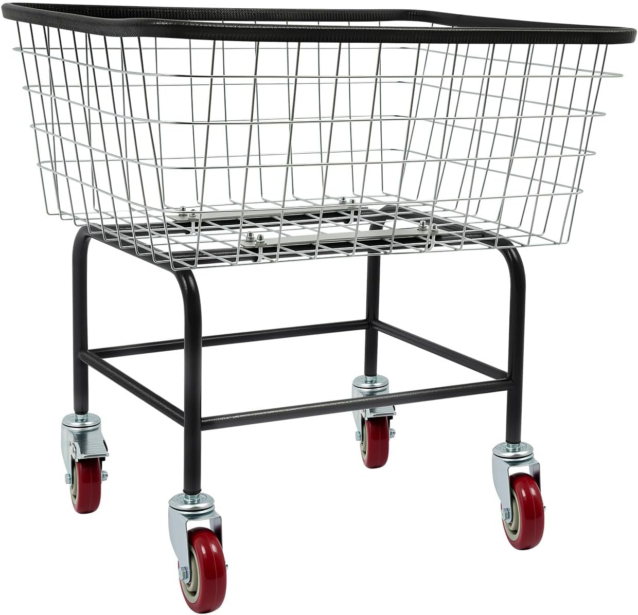 YIYIBYUS Commercial Laundry Rolling Cart, 110 LBS Load Capacity Hamper Organizer, Industrial Heavy Duty Laundry Basket with 4 Nylon Universal Wheels, Silver