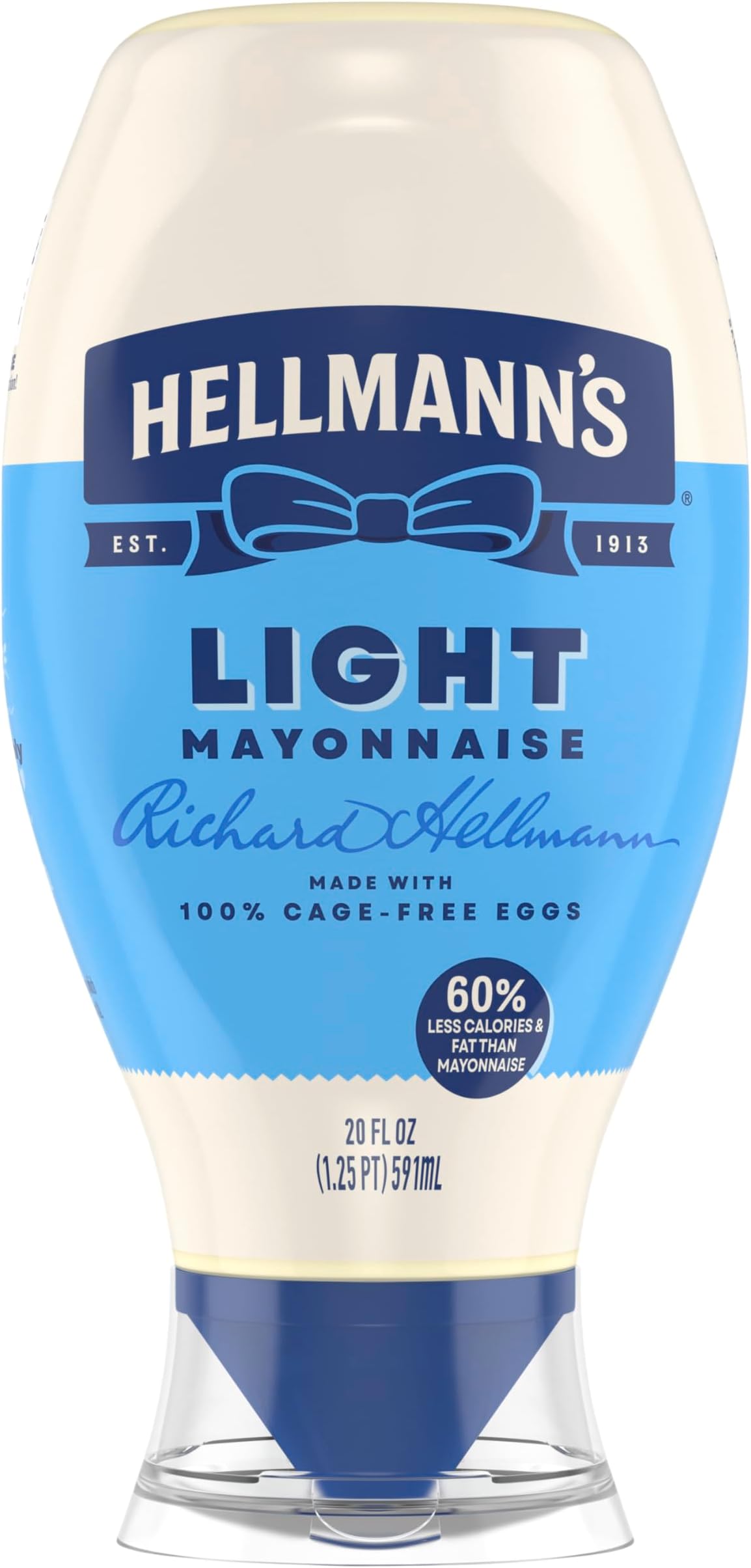 Light Mayonnaise Light Mayo Squeeze Bottle For a Creamy Condiment for Sandwiches and Simple Meals Made With 100% Cage-Free Eggs 20 oz