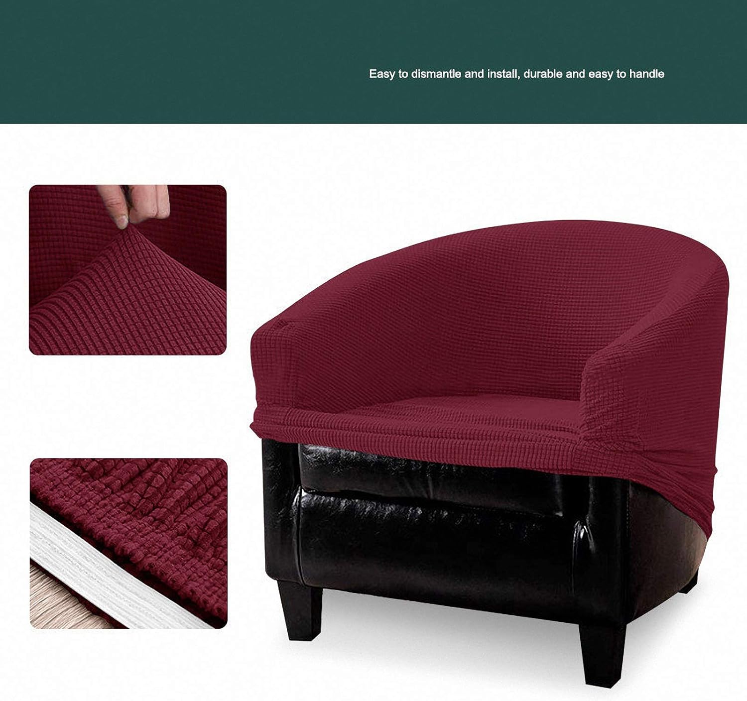 Club/Cafe Chair Slipcover Stretch Spandex Jacquard Chair Cover Protector Couch Covers, Green
