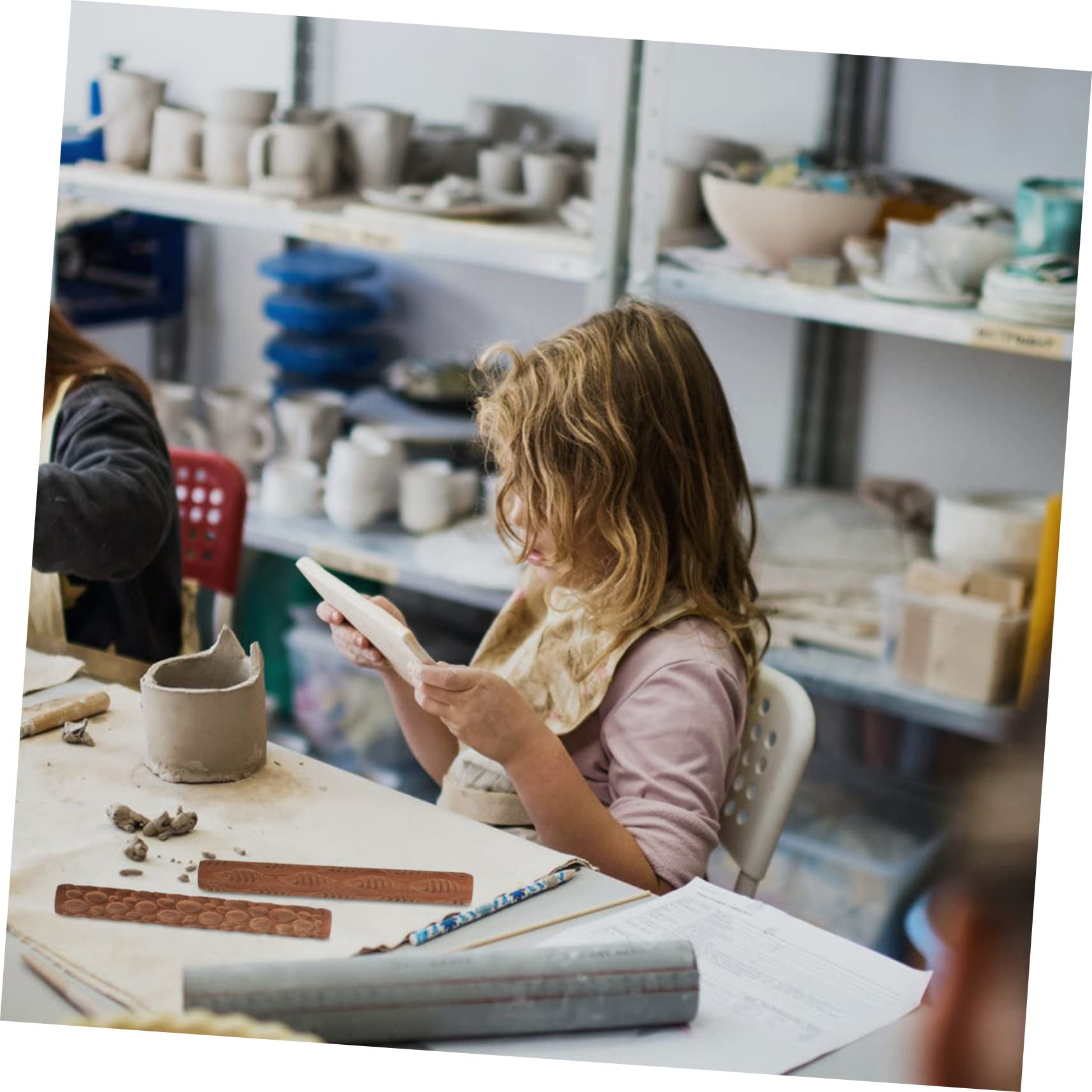 Ciieeo 5pièces Modeler Argile avec Manche Bois Texturé pour Poterie Outils De Modelage Argile à Pâtisserie pour