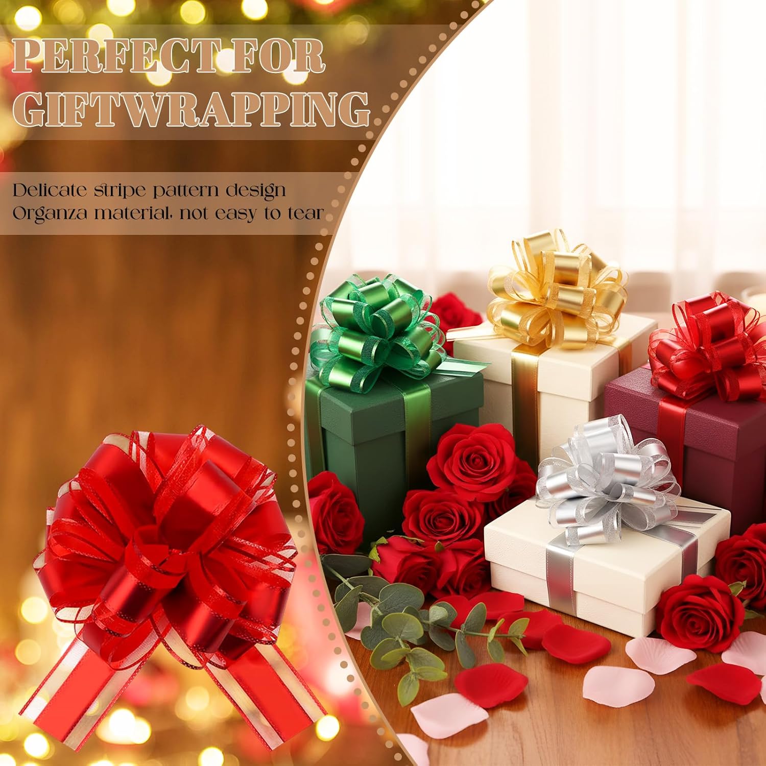 Juexica 30 Pcs Large Christmas Pull Bows for Gift Wrapping 6 Inch Waterproof Ribbon Bow for for Valentine Xmas Wrapping Boxes Gift Decorations(Mixed Color) - Image 6