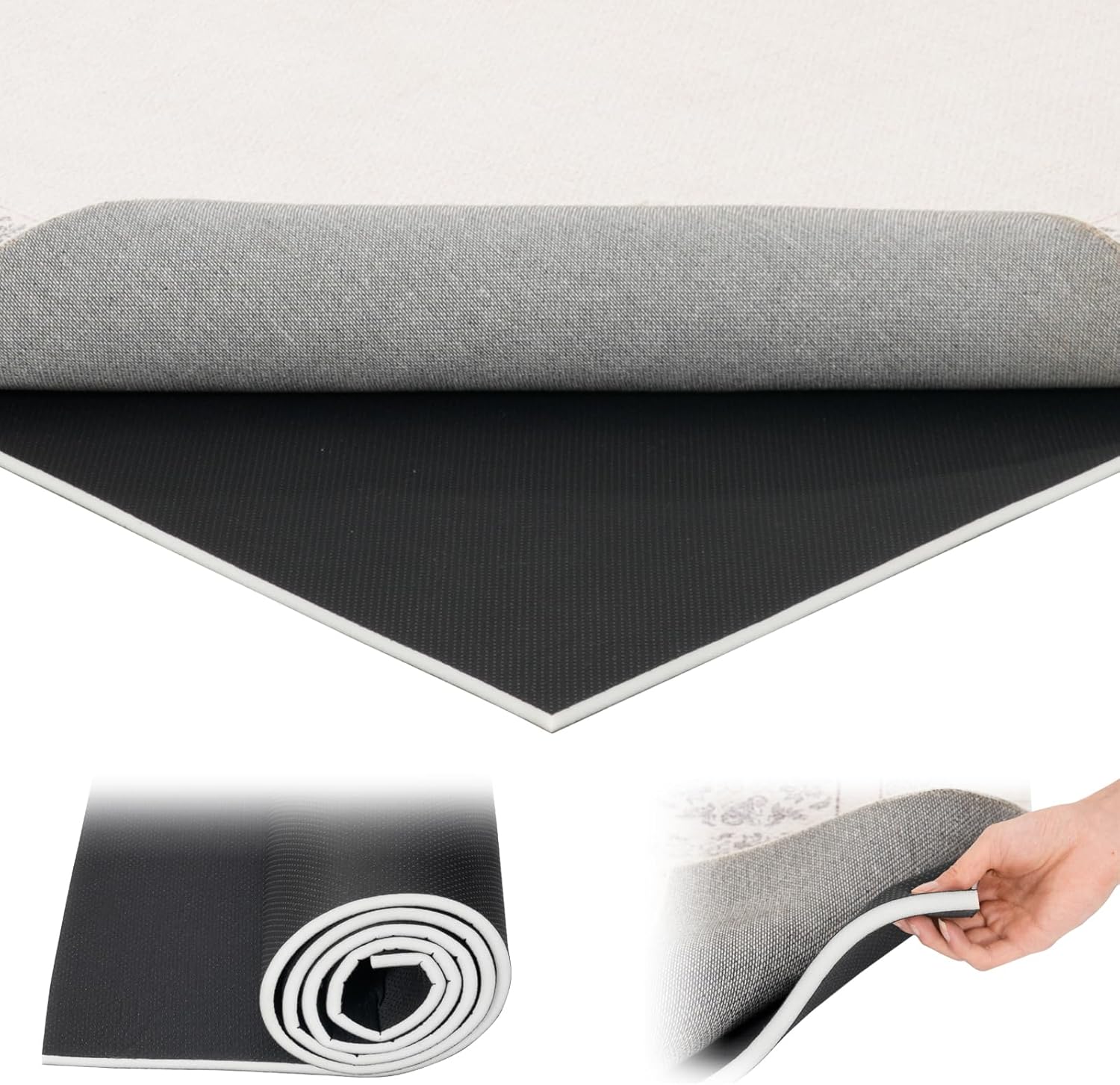 SUNYRISY Foam Non Slip Rug Pads 9 x 6 Ft, 1/2” Thick Stay in Place Under Rug Mat Non Slip Cushioned Carpet Pad for Hardwood Floors Protection