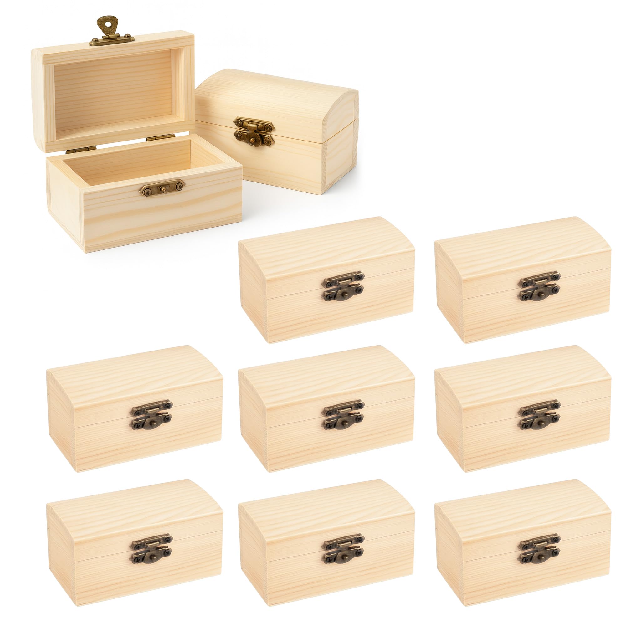 10Pcs Small Wooden Box for Craft: Unfinished Treasure Chest