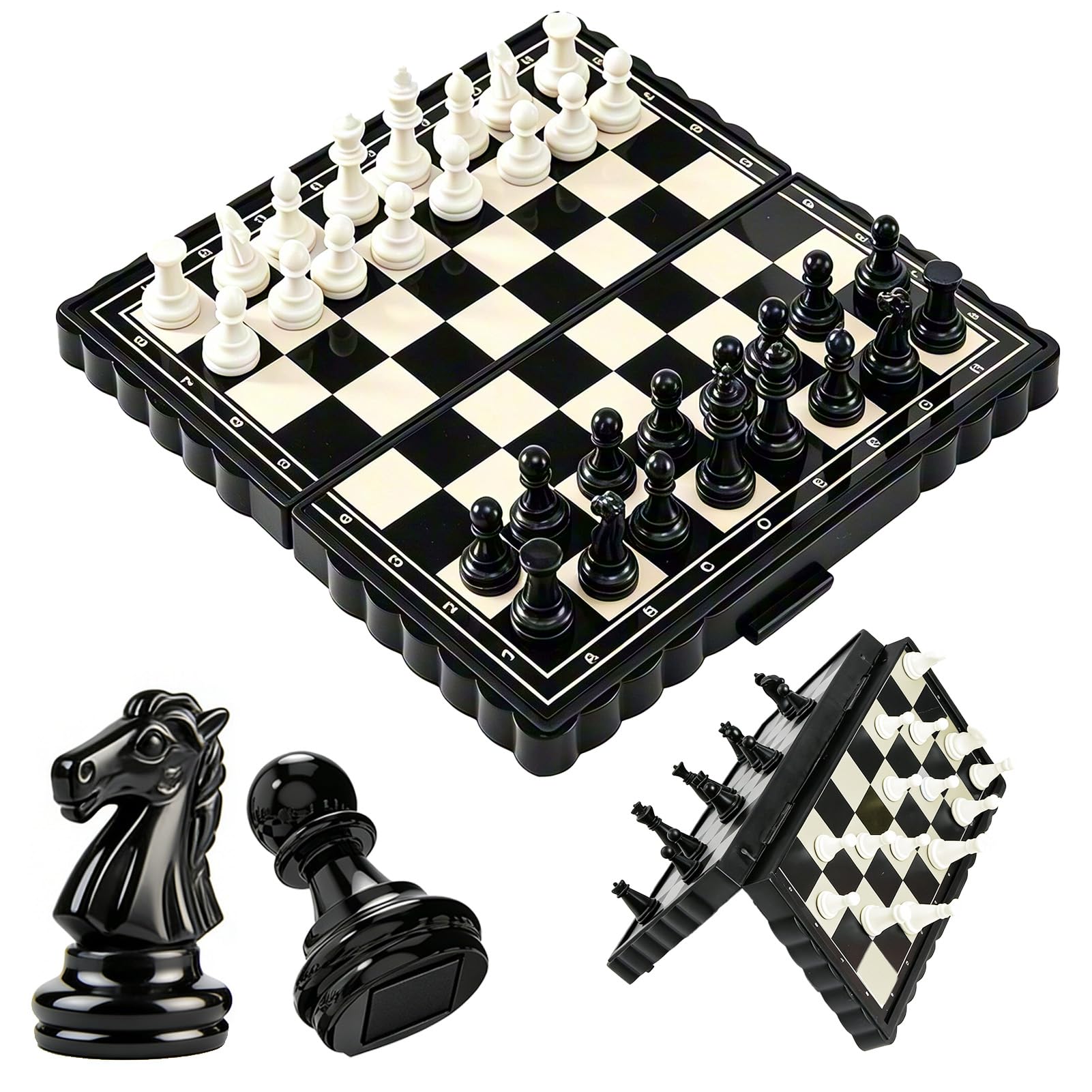 Magnetic Chess Set with Folding Board, Portable Travel Chess Game for Adults Kids and Family, Educational Strategy Board Game with Secure Magnetic Pieces for Outings (Mini (13 * 13))