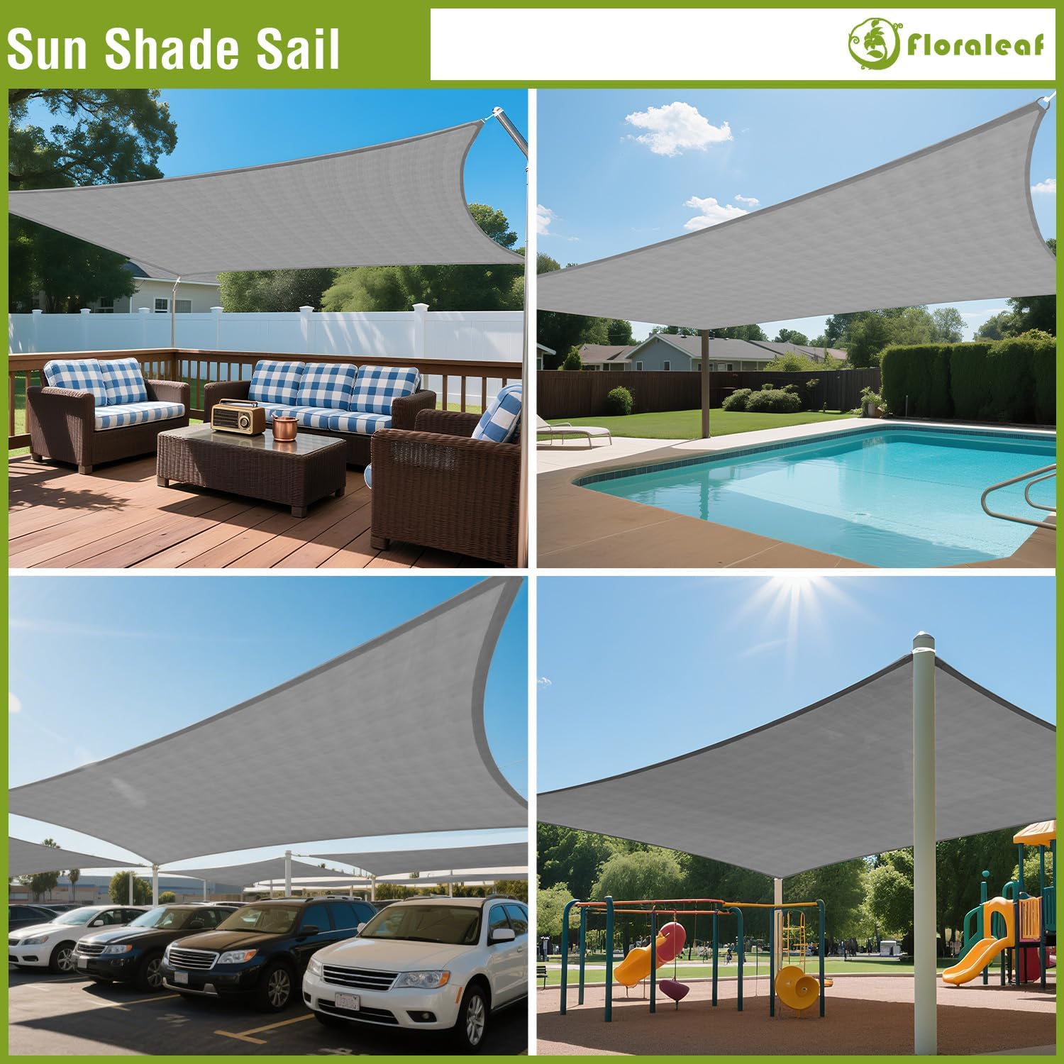 Rectangle Sun Shade Sail 13' x 23' for Patio Backyard Permeable Canopy Awning Sail Shade Cloth for Lawn Garden Outdoor Activities Light Grey