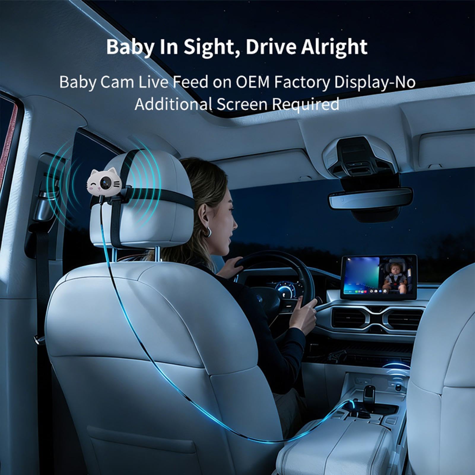 Telecamera per Auto per Bambini Angolo Ampio 150 Gradi Plug And Play Video | Telecamera Auto Senza Fili Mamma Papà Viaggi Gite in Auto Guida Lunghe Distanze Campeggio Shopping Picnic